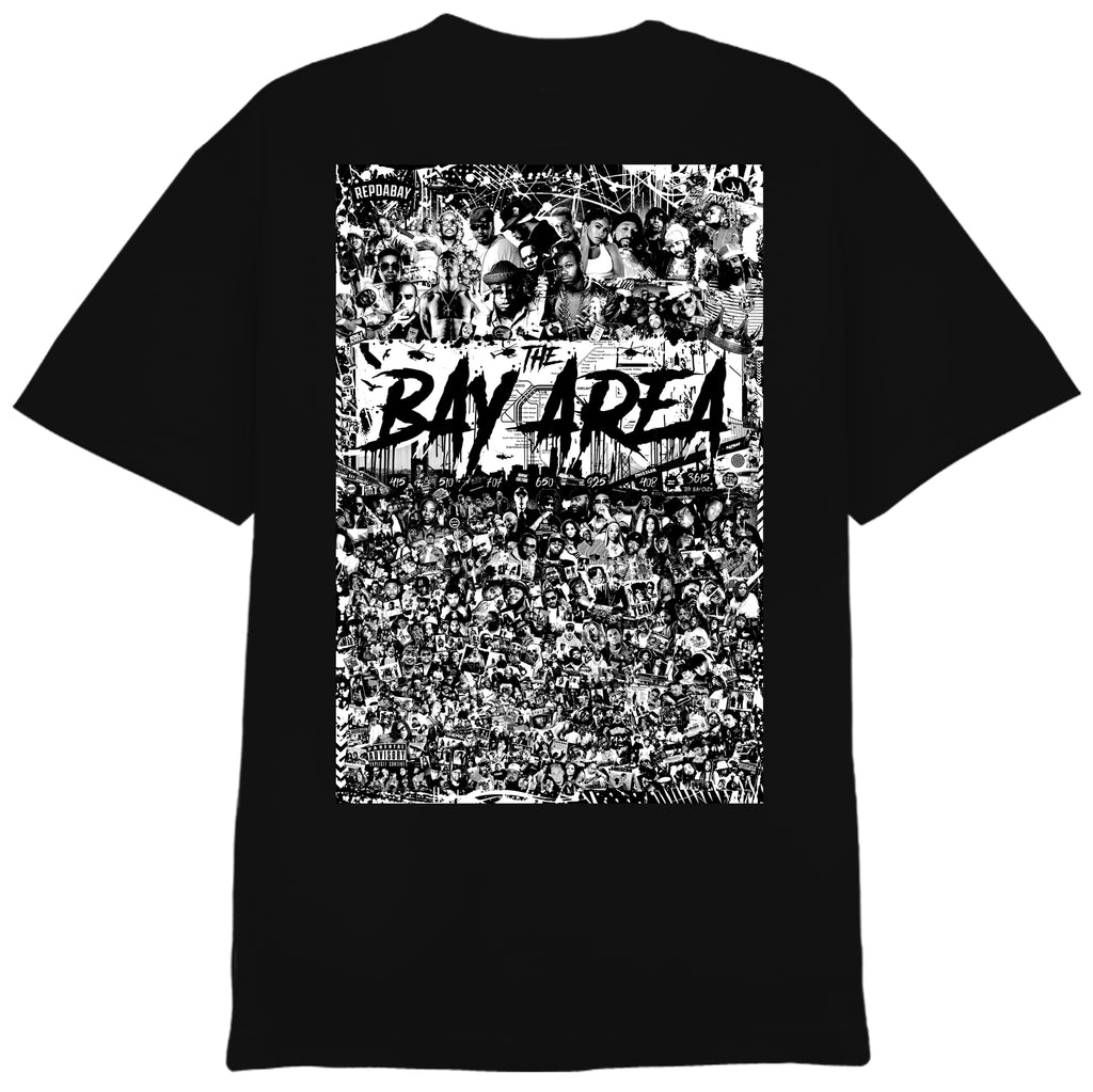 REPDABAY pocket logo - The Bay Area 2025 on back - Black Tee
