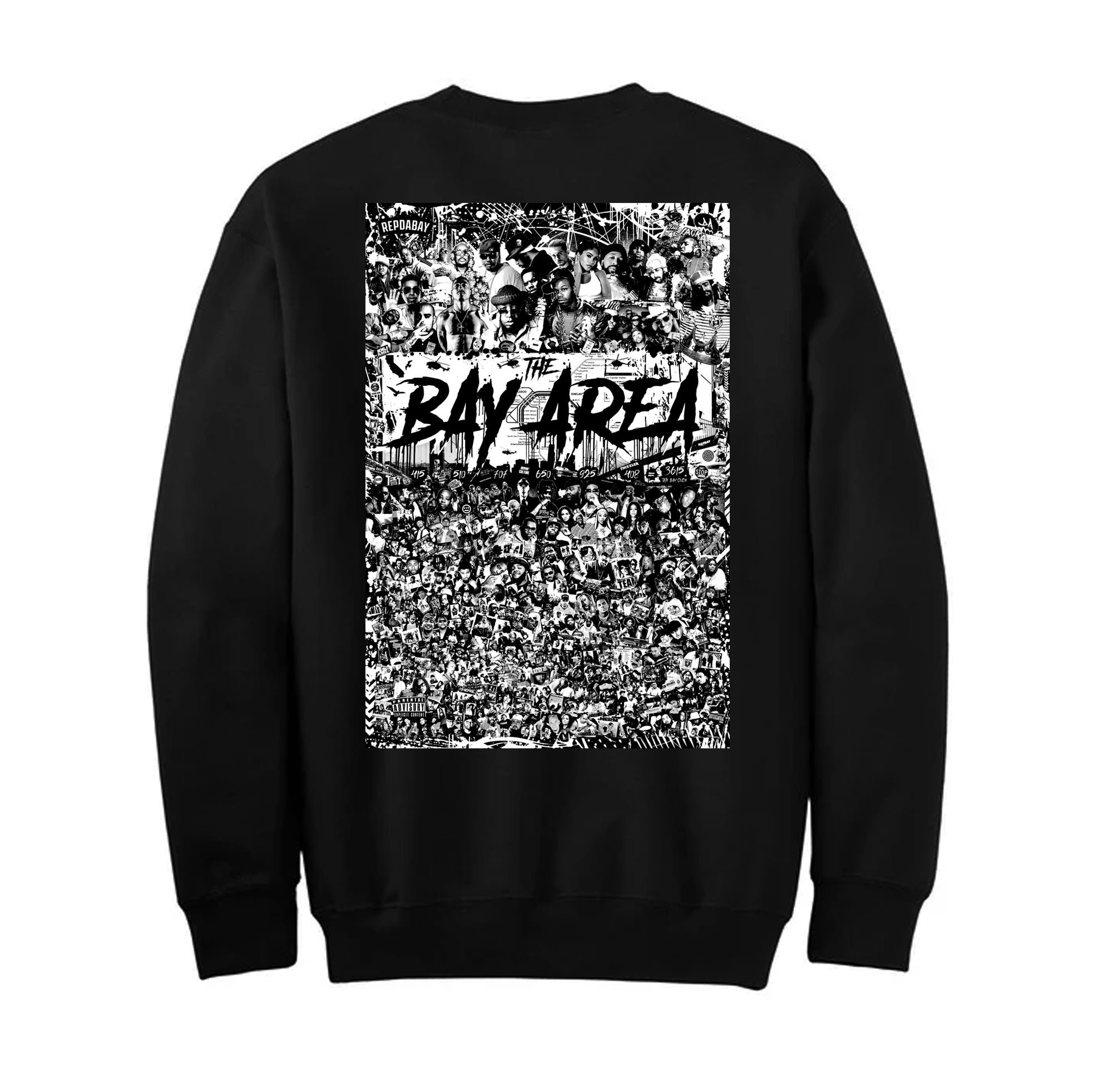 REPDABAY pocket logo - The Bay Area 2025 - Black (Crewneck)