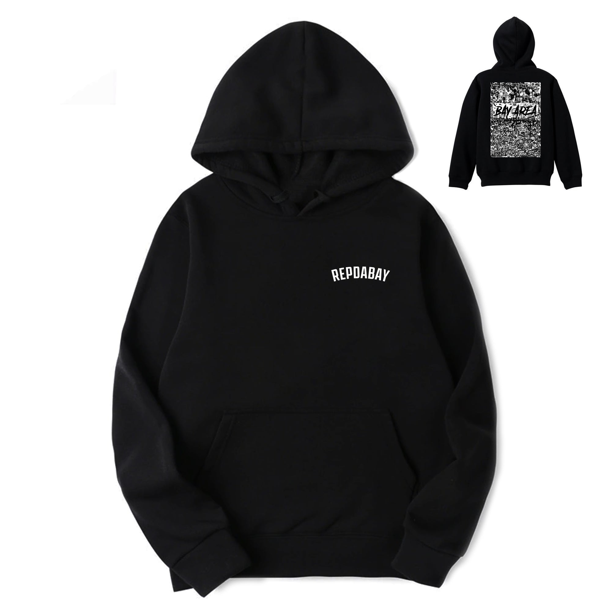 REPDABAY pocket logo - The Bay Area 2025 - Black (Hoody)